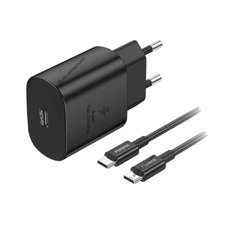 FONENG 45W GaN USB-C Wall Charger With Type-C Cable  EU62 - Black
