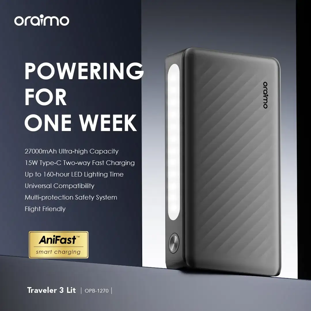 Oraimo Traveler 3 Lit OPB-1270 15W Power Bank 27000mAh