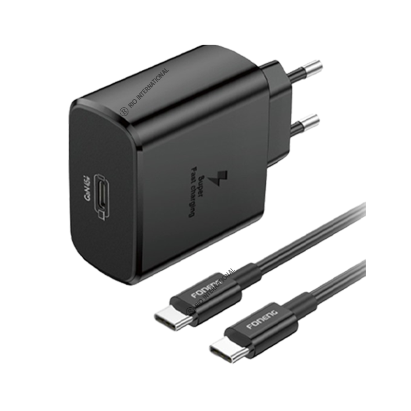 FONENG 25W GaN USB-C Wall Charger With Type-C Cable  EU51 - Black