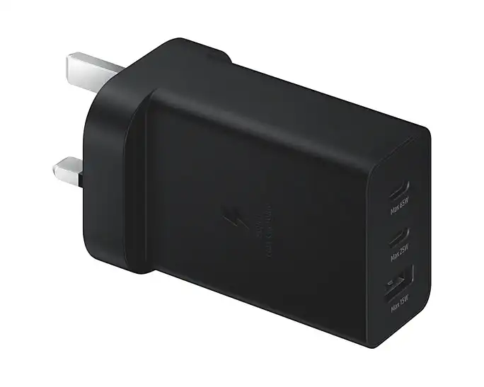 Samsung 65W PD Super Fast Power Adapter Trio USB-C*2  & USB-A*1 - Black (Model-EP-T6530)