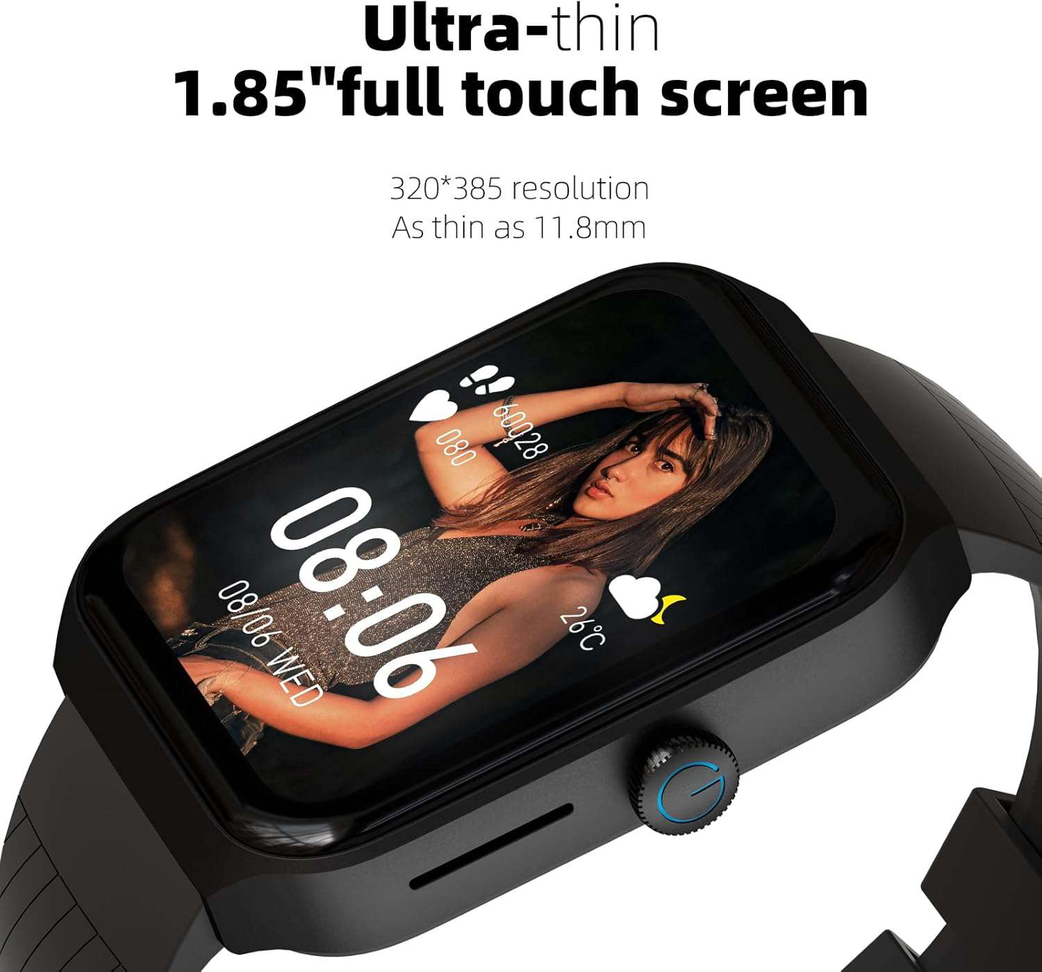G-Tide S1 Lite Calling Smart Watch with SpO2 - Black