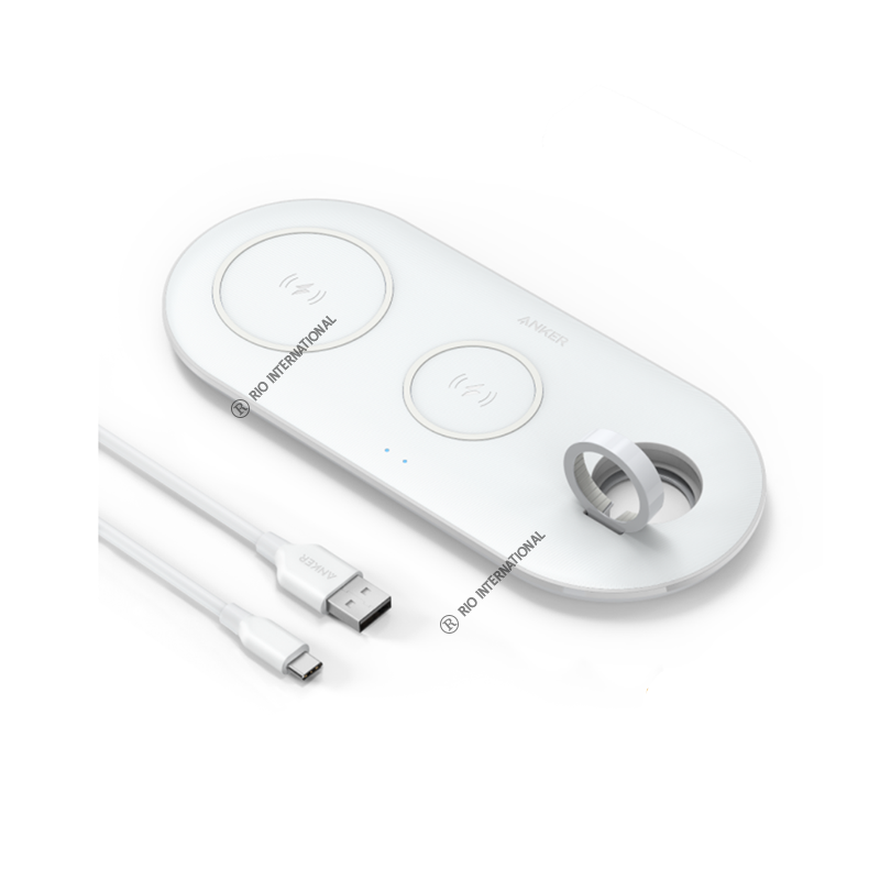 Anker PowerWave 3-in-1 Station with Watch Charging Cable Holder – White